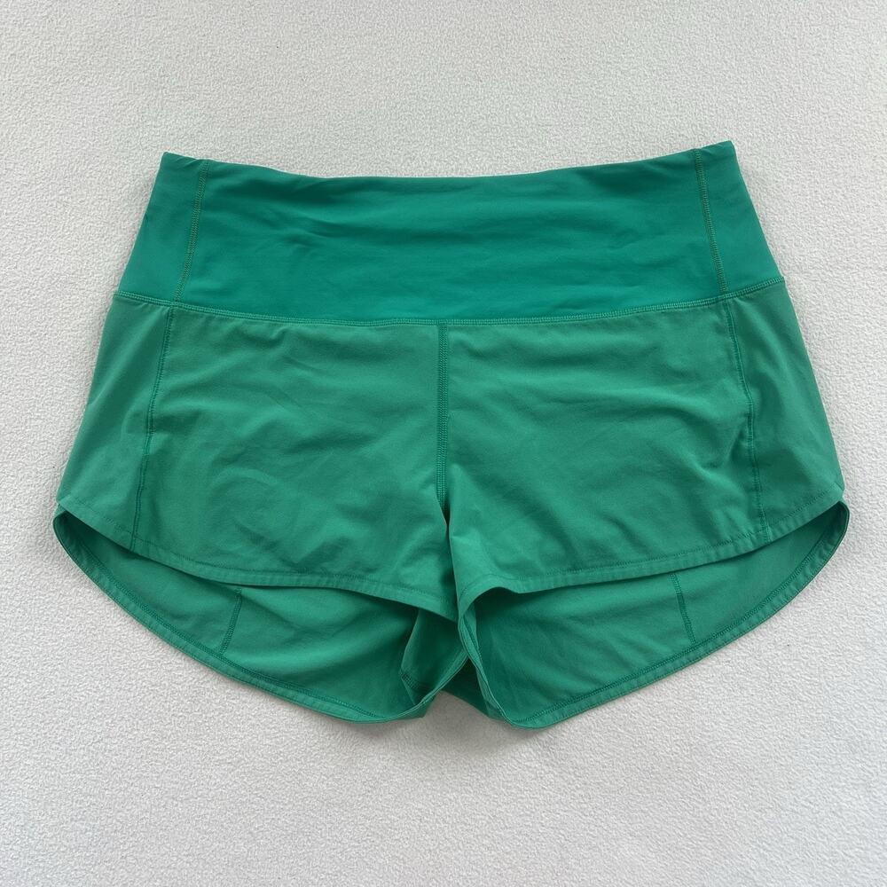 Lululemon Solid Kelly Green Speed Up High-Rise Lined Short 2.5" HR W7BEXS 8